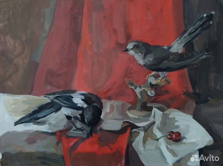 Картина гуашью на бумаге, 66х50, натюрморт