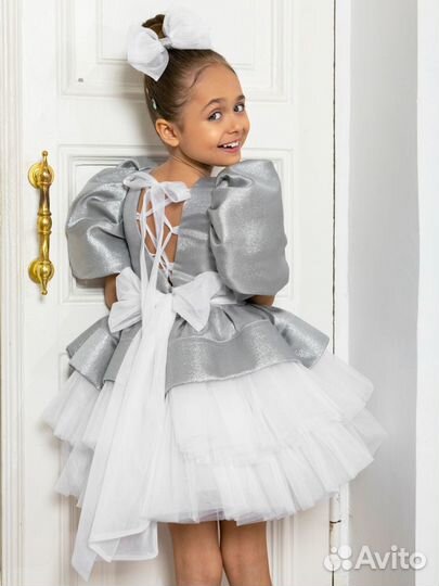 Нарядное платье Роскошь с Детства серебро 110, 116