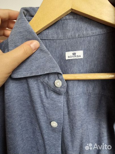 Рубашка поло белая, рубашка синяя