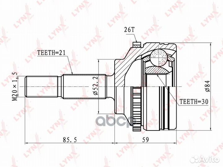 Шрус наружный перед прав/лев LCV CO6304A LY