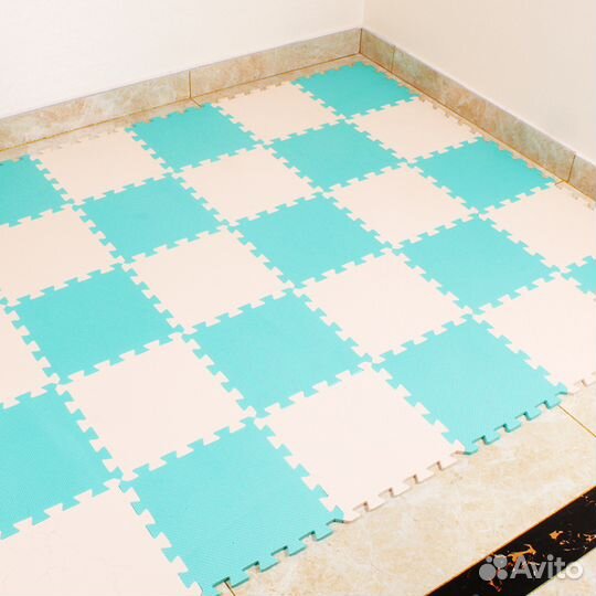 Коврик - пазл EVA, синий, толщина 1 см, новый