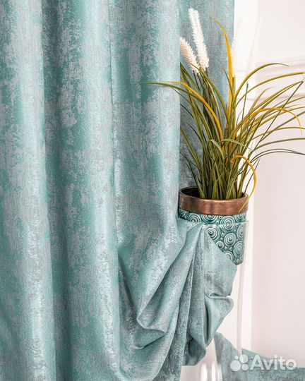 Шторы мрамор Зарина Бирюза
