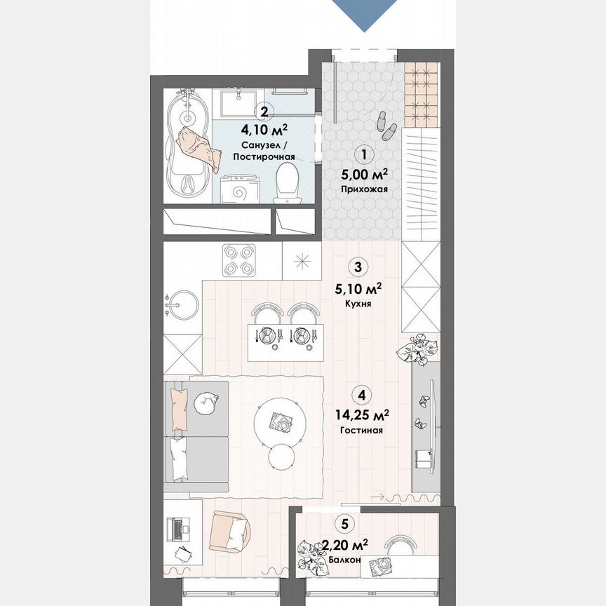 Квартира-студия, 30,6 м², 12/23 эт.