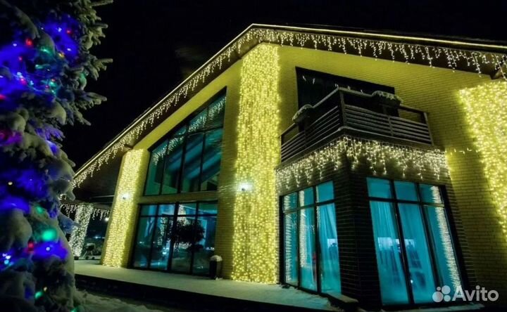 Украшение домов гирляндами