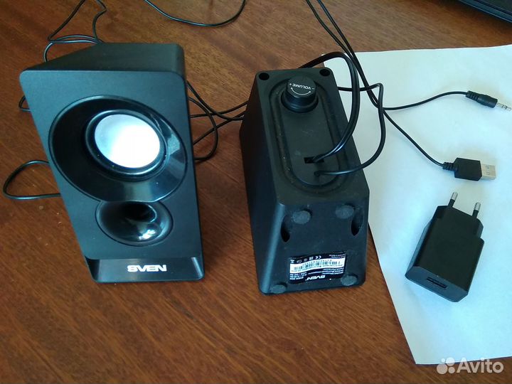 Колонки Sven 300 активные, фронт. + б/п 5V доп