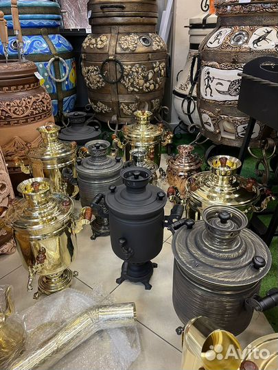 Самовар тульский латунный