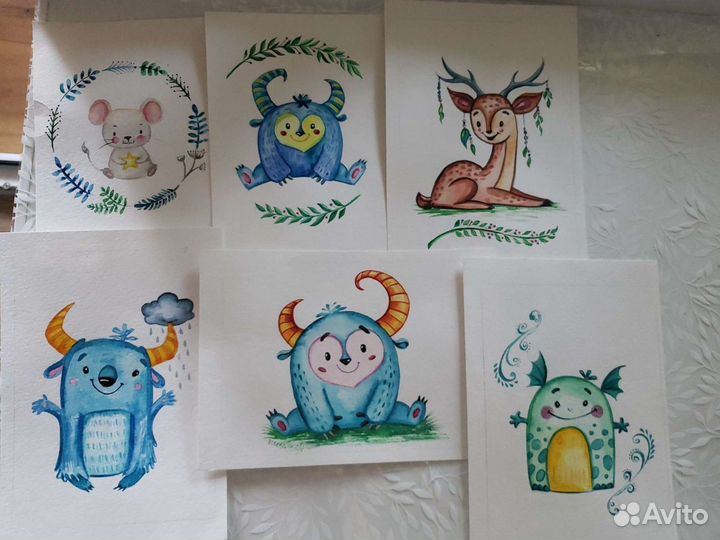 Картина иллюстрация акварелью 21х30 и др.внутри