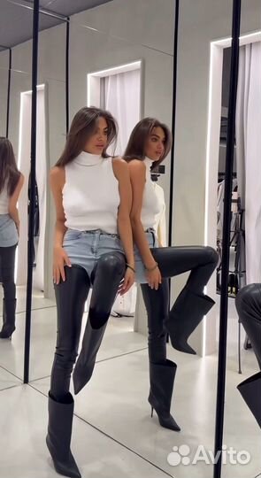 Топ пушистый Эйфория белый/чёрный