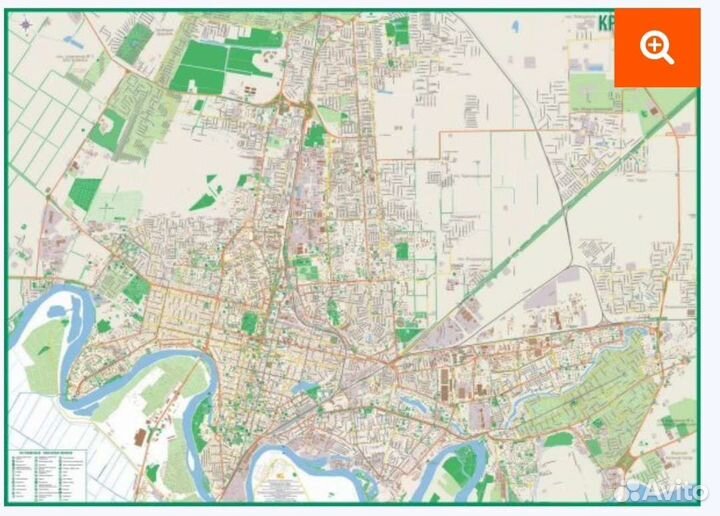 Карта города Краснодар 100*150 см