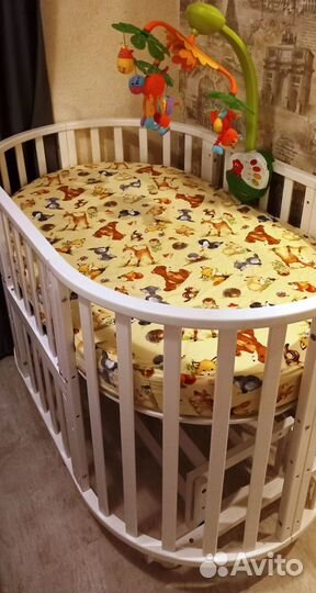 Овальная детская кроватка 6 в 1