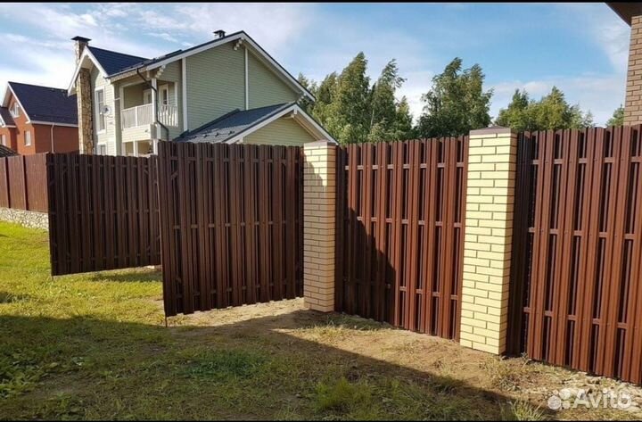 Забор 25 м, евроштакетник, пикс-столбы, под ключ