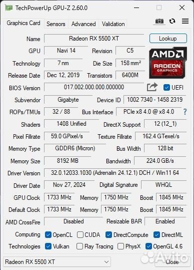 Gigabyte RX 5500 XT OC 8 GB