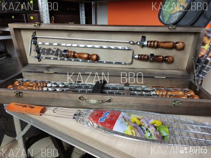 Шампуры в деревянном кейсе