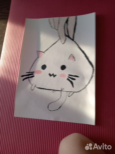 Картина котик фломастерыми и карандашами