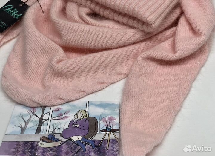 Комлект вязаный шапка +бактус