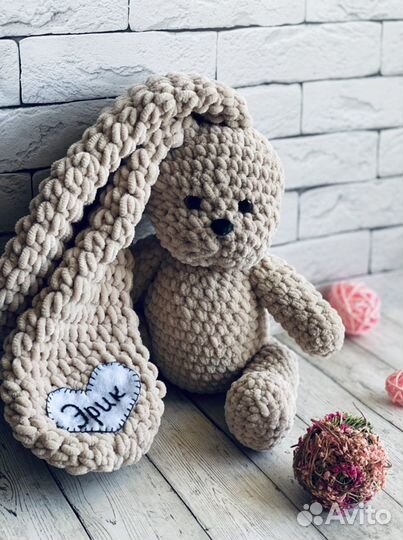 Мягкая Игрушка Заяц плюшевый Вязаные игрушки