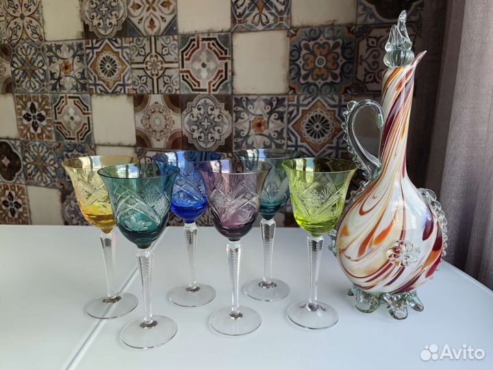 Цветной хрусталь, стекло. Вазы, фужеры и др. СССР