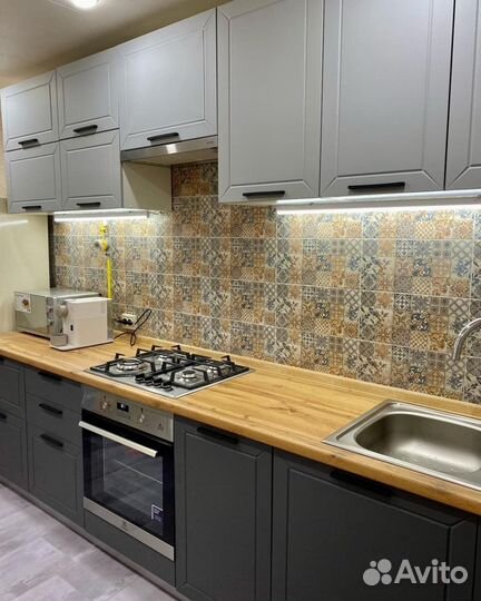 Кухня модульная серая новая