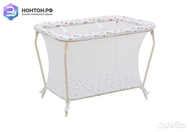 Манеж Фея Классика принт Лесные друзья / бежевый