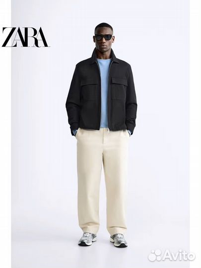 Куртка ветровка zara XL и L мужская черный новый