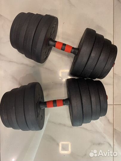 Гантели новые 2 по 15 кг + штанга 30 кг