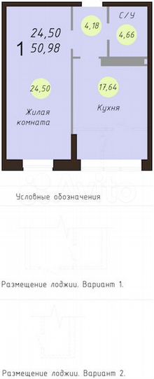 1-к. квартира, 51 м², 1/24 эт.