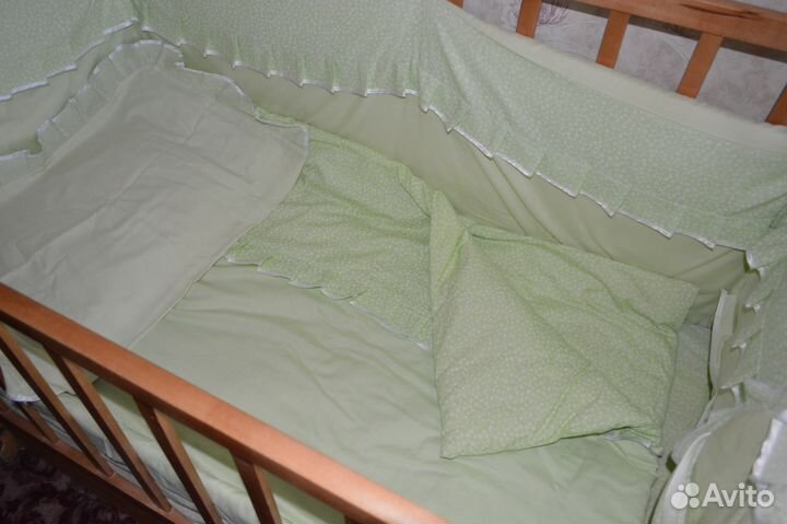 Кроватка маятниковая+матрац с чехлом