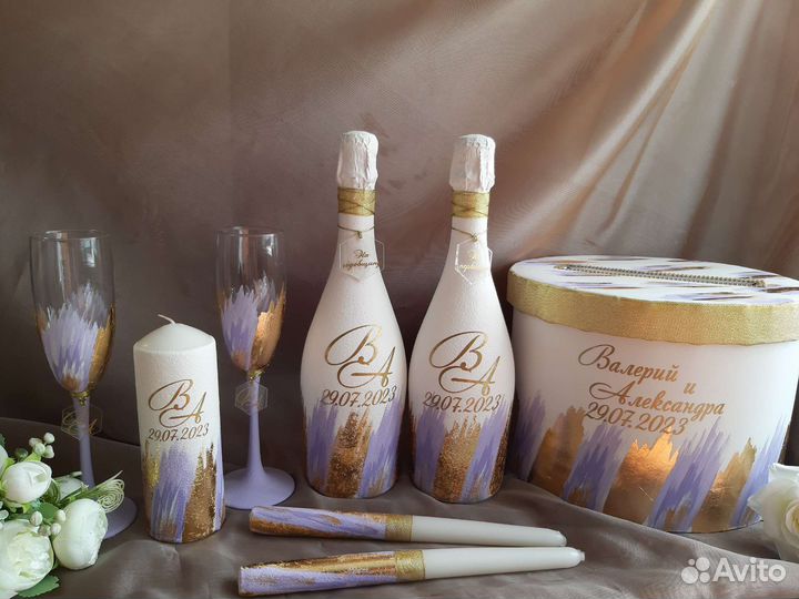 Свадебные аксессуары в стиле мазков с поталью