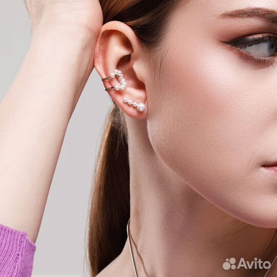 Серебряная серьга с жемчугом