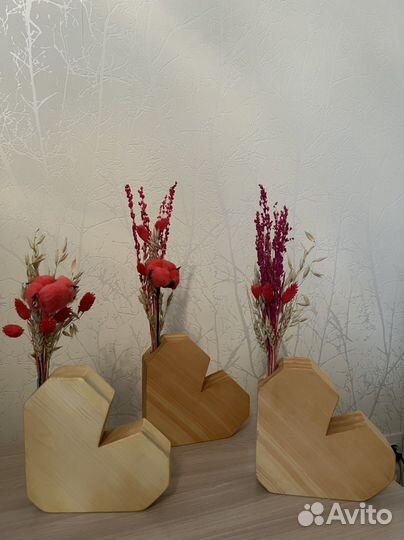 Готовый Подарок - ваза сердце с сухоцветами