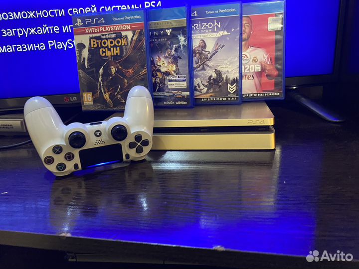 Sony ps4 slim gold edition +игры