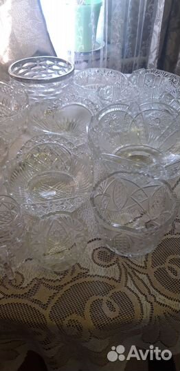 Хрусталь СССР конф.салатн.ваза с мельхиоровым об