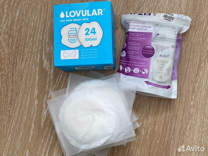 Вкладыши для груди lovular и пакет Avent