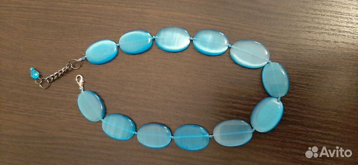 Бусы колье из натуральных камней. Кошачий глаз