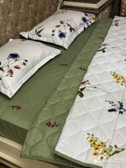 Постельное белье евро с тонким одеялом