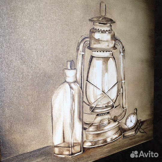 Картина интерьерная нефтью Керосиновая лампа