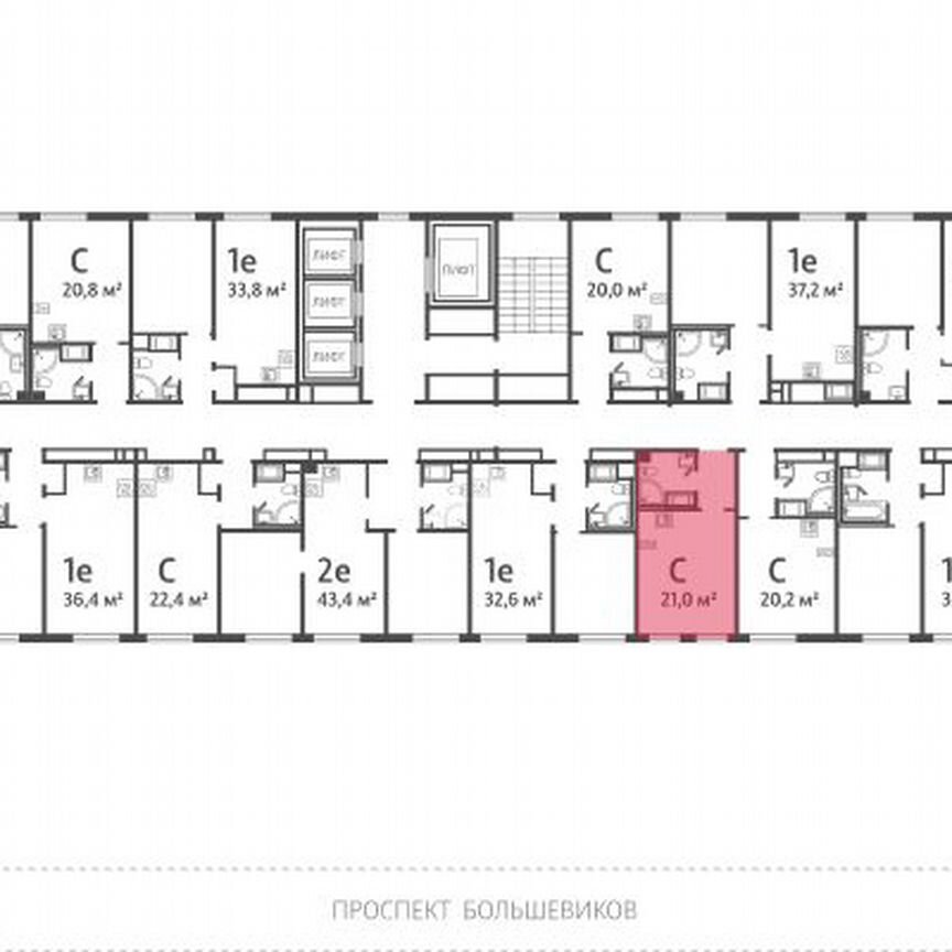 Квартира-студия, 21 м², 5/25 эт.