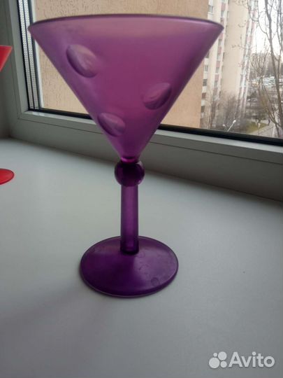 Праздничные фужеры цветные пластиковые 6 шт