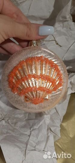 Стеклянная игрушка новая ракушка Рыбка конёк якорь