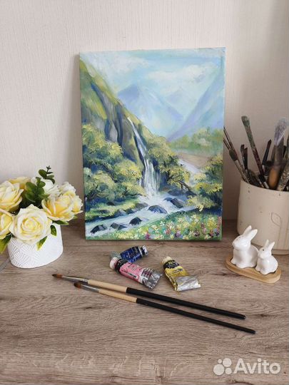 Картина маслом горный пейзаж