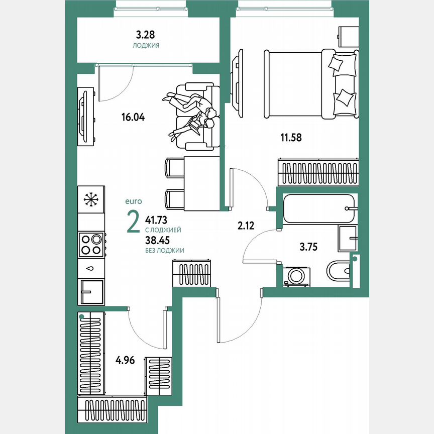 1-к. квартира, 40,1 м², 8/23 эт.