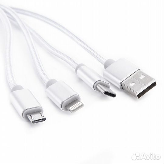Шнур USB A 2.0-USB Type-C,USB B micro,Lightning, 1