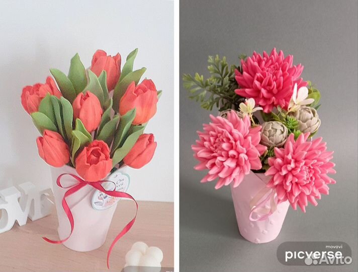 Букет из цветов в мыльном исполнении