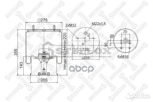 90-09401-SX пневмопод.со стак.+плита 940MB h42
