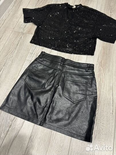 Юбка кожаная 44