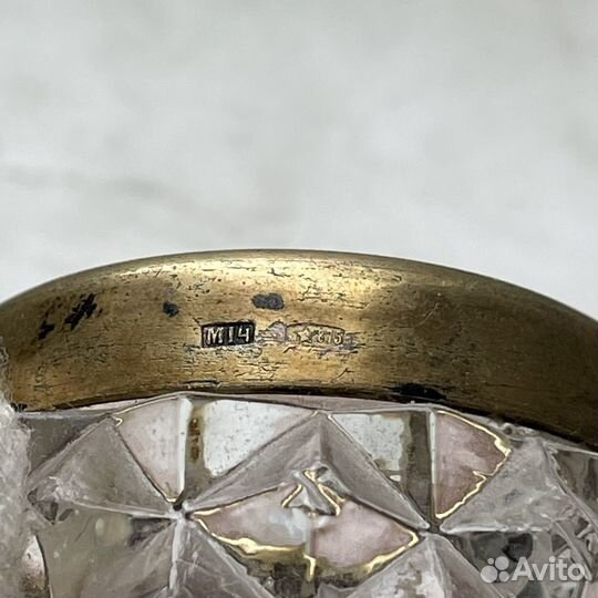 Солонка СССР серебро+стекло 875 проба