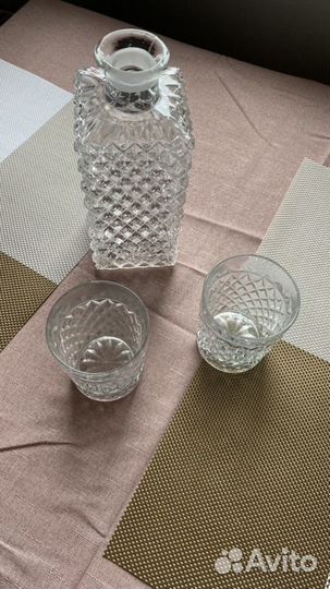 Графин стеклянный СССР и стаканы