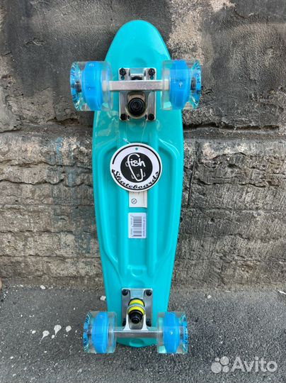 Пенни борд Fish бирюзовый