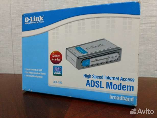 Adsl модем D-Link DSL-200 с USB и сплиттером