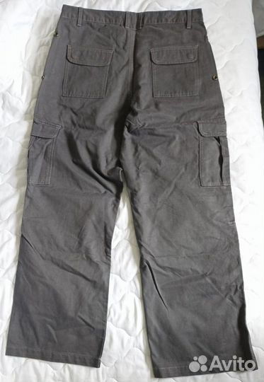 Брюки карго широкие темно серые, трубы W36/XL